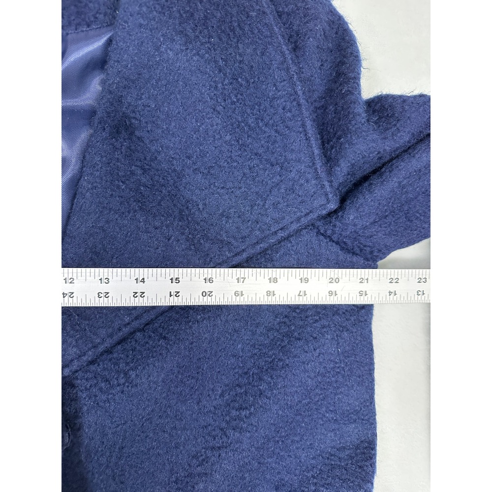 Bernardo Textured Wool Blend Coat Womens Sz Large Long Shawl Collar Luxury Navy - Picture 9 of 11